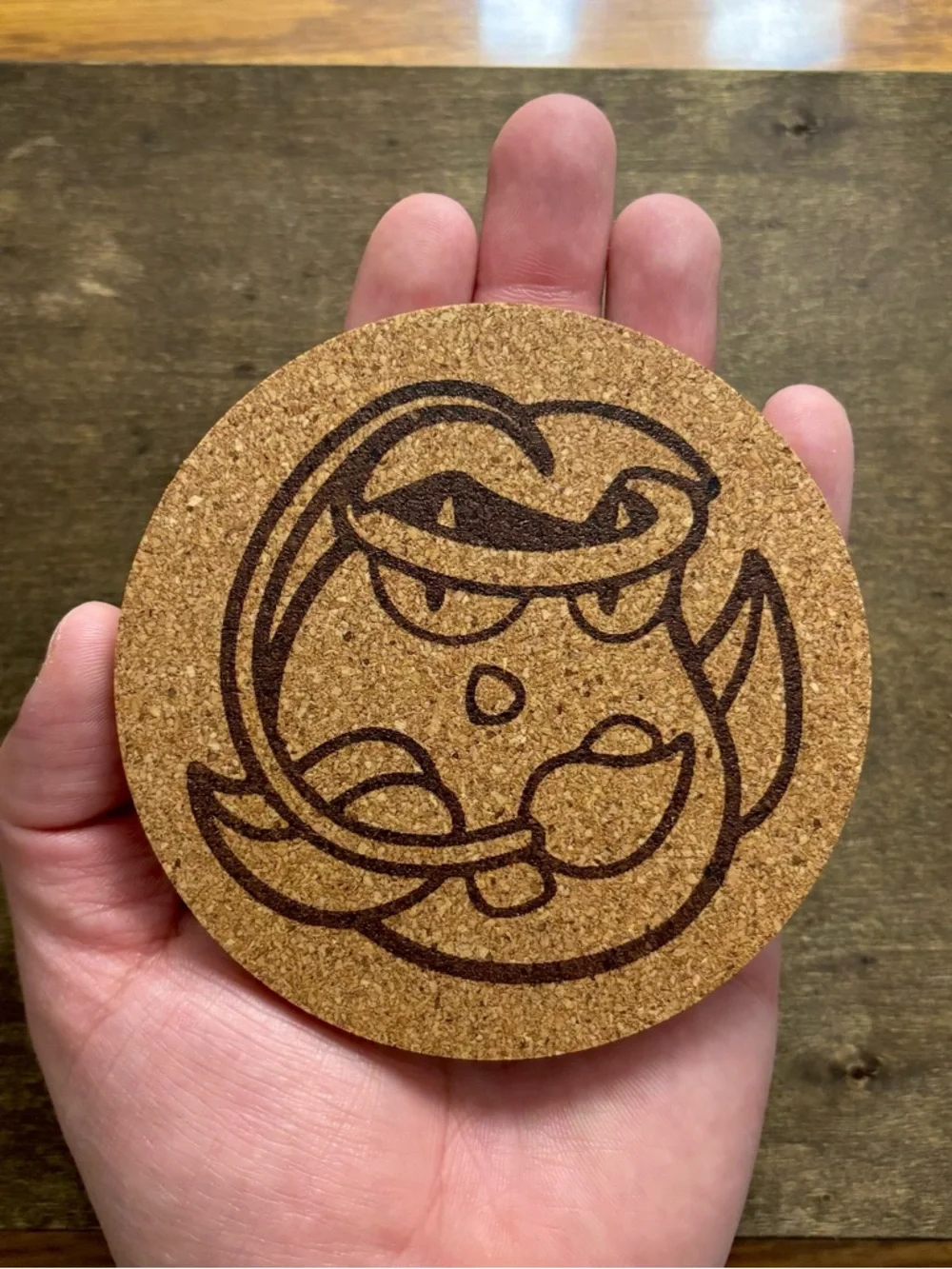 Pokemon Victreebel Face Laser Engraved Cork Coaster
